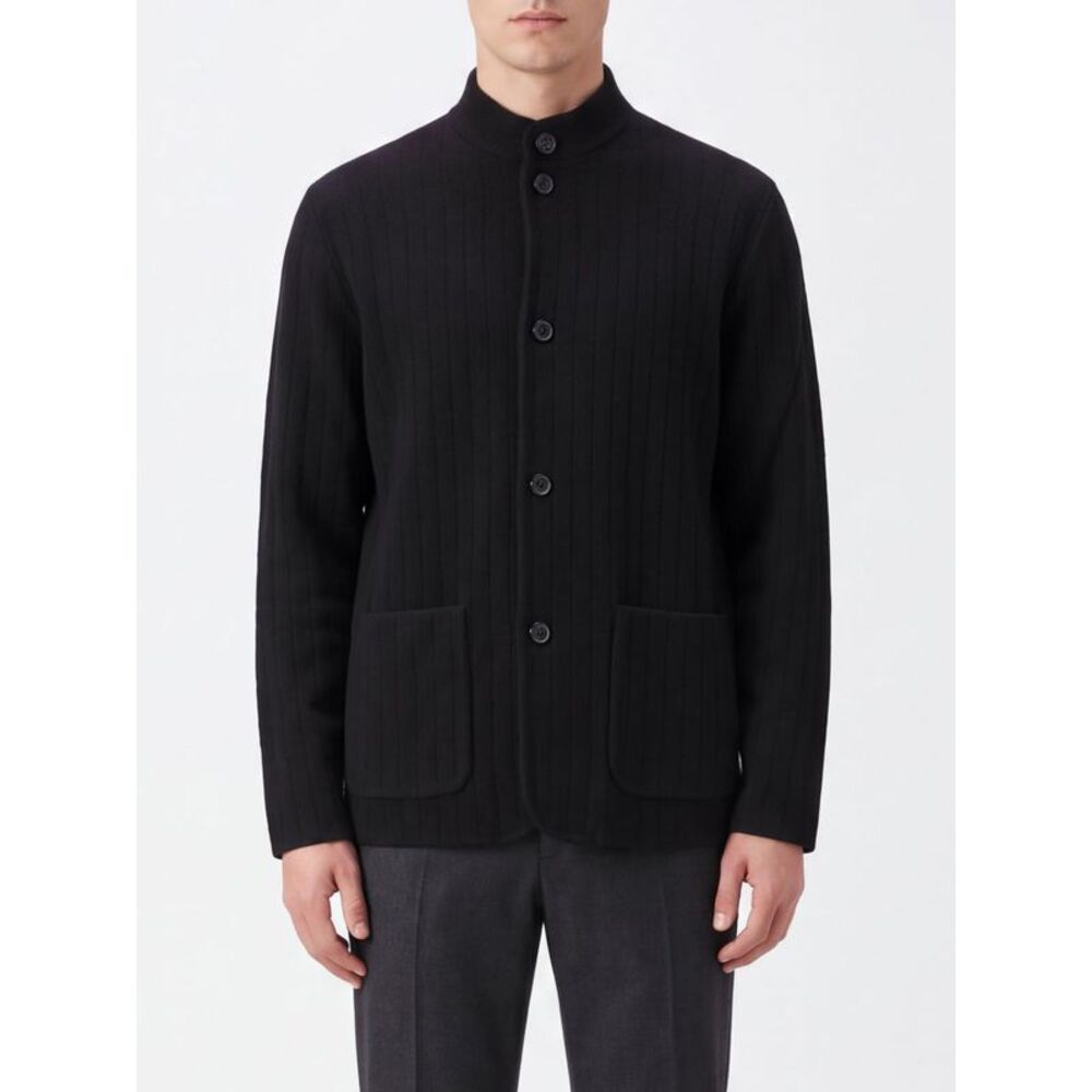 Lardini Men Lardini High-Neck Wool Cardigan With Button Closure And Pockets